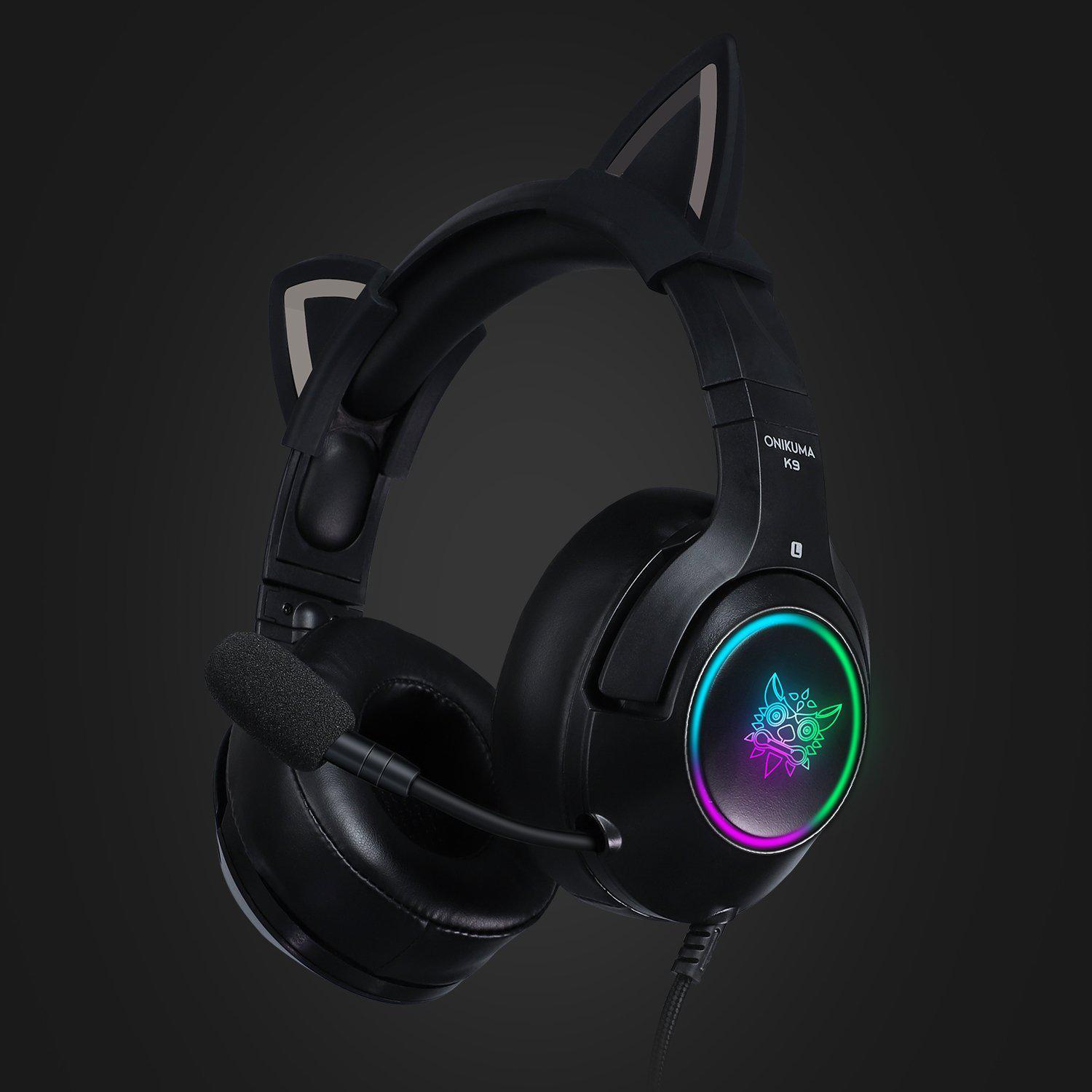 ONIKUMA K9 with Cat Ears——Elite Stereo Gaming Headset for PS4, Xbox, PC and Switch