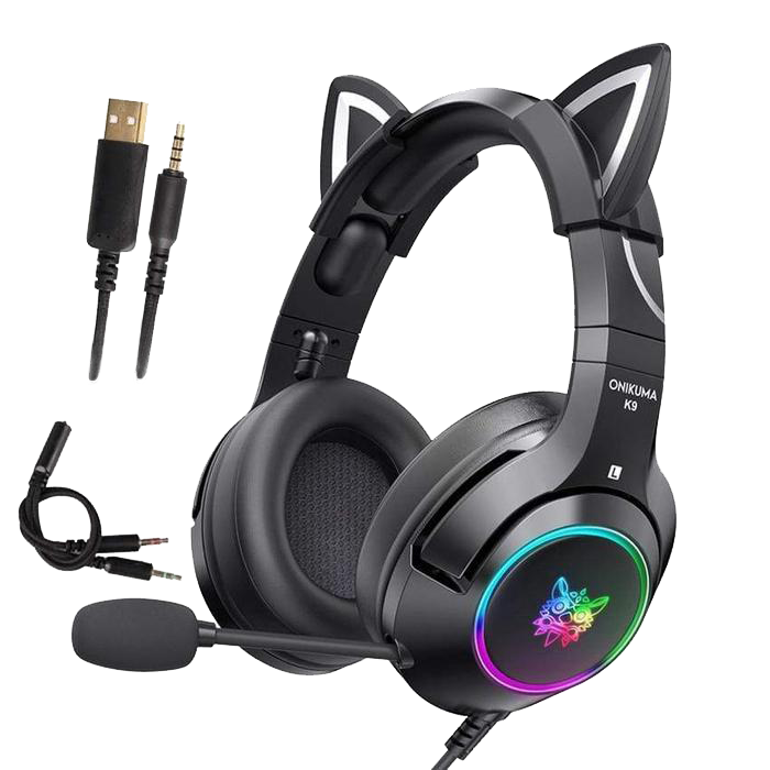 ONIKUMA K9 with Cat Ears——Elite Stereo Gaming Headset for PS4, Xbox, PC and Switch