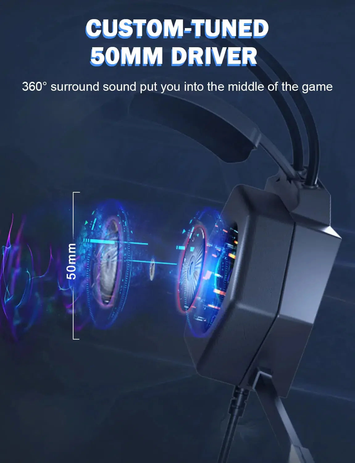 Custom-tuned 50MM Driver | ONIKUMA X20 RGB Gaming Headset