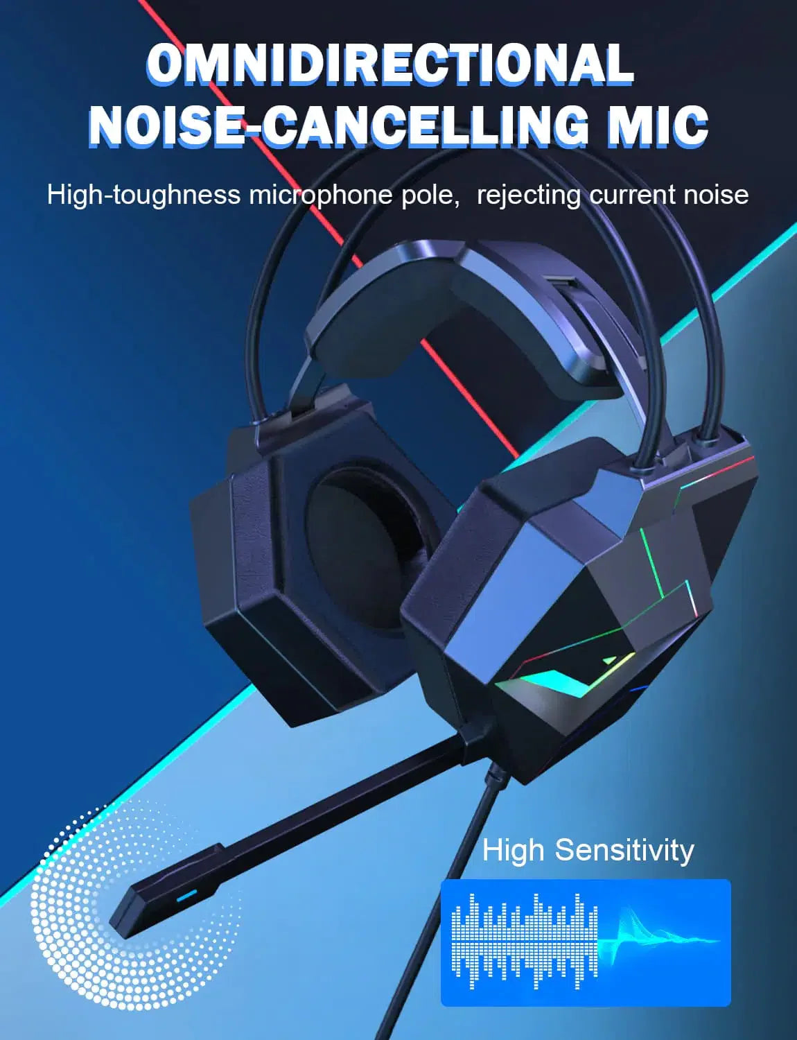 ONIKUMA X20 RGB Gaming Headset Noise Canceling Headphone 7.1 Surround Sound with HD Mic for PS4 PC Xbox - onikuma-1